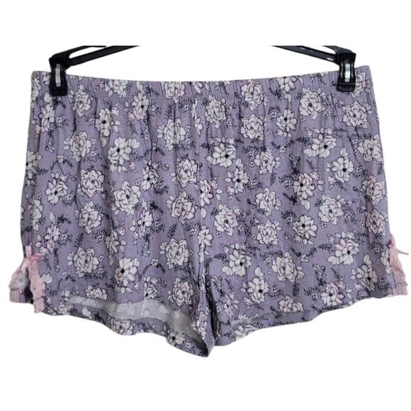 Rene Rofe' Sleepwear Cami Shorts Set Sz L New Floral Lace Trim Deep V Sleeveless - Picture 6 of 11